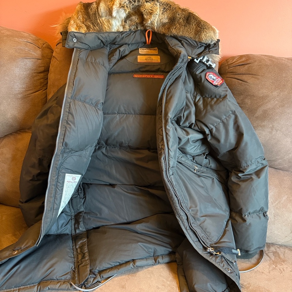 Parajumpers Black Down Jacket with Fur Hood